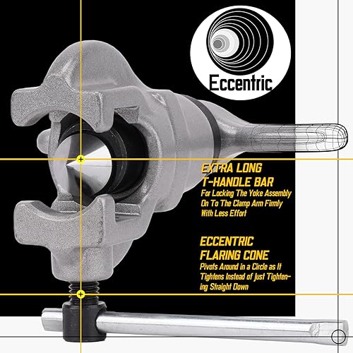 Miniatura 4 de Kit de herramientas de abocinación excéntrica con 7 troqueles, tamaños (3/16-3/4 pulgadas), ángulo de 45 grados, cono, excéntrico, juego de