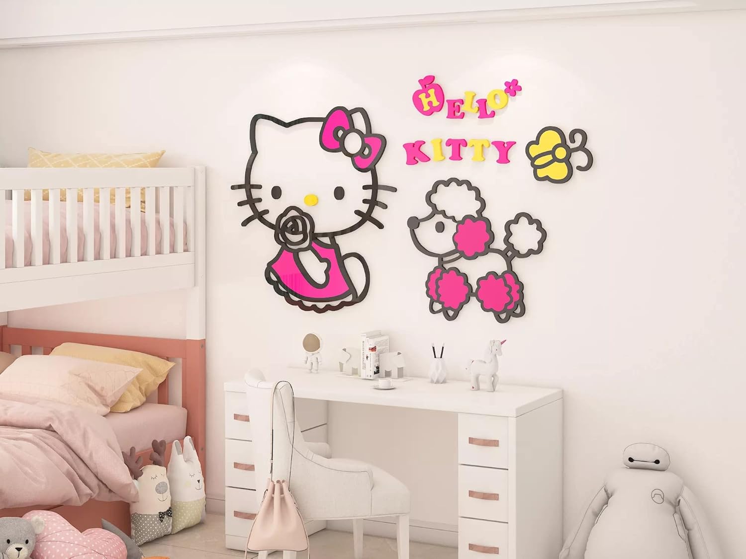 Amazon.com: 3D Acrylic Hello Kitty Wall Decoration Sticker for Baby ...