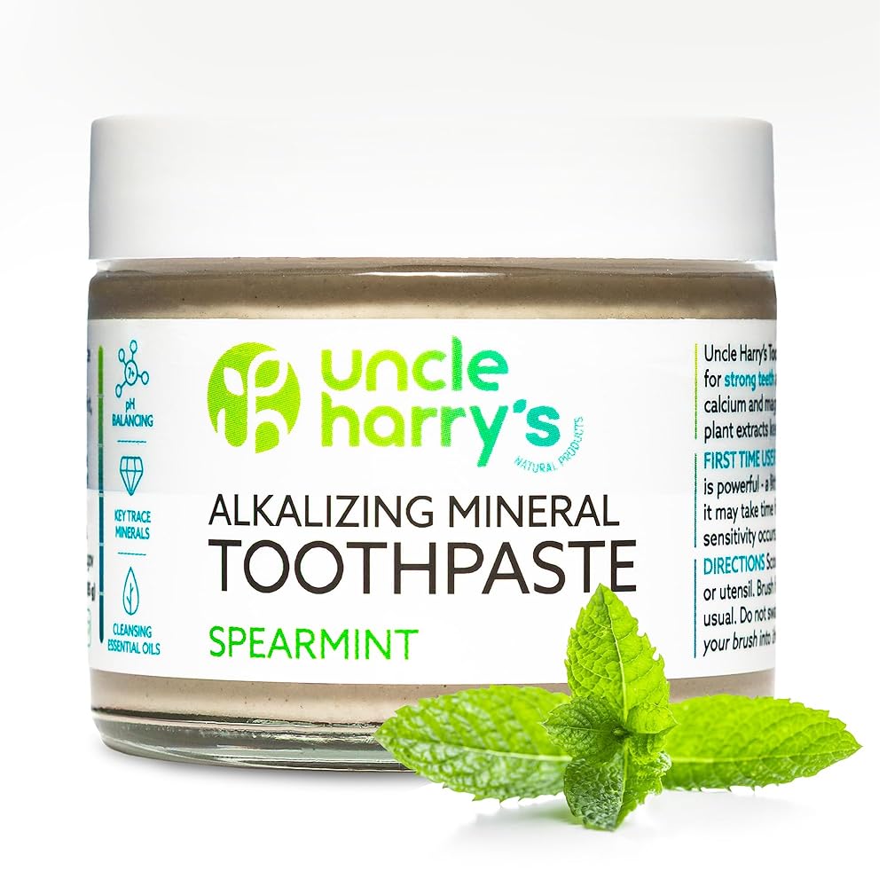 Uncle Harry\'s Spearmint Remineralizing Toothpaste | Natural Whitening Tooth Paste Freshens Breath & Promotes Enamel | Vegan Fluoride Free Toothpaste