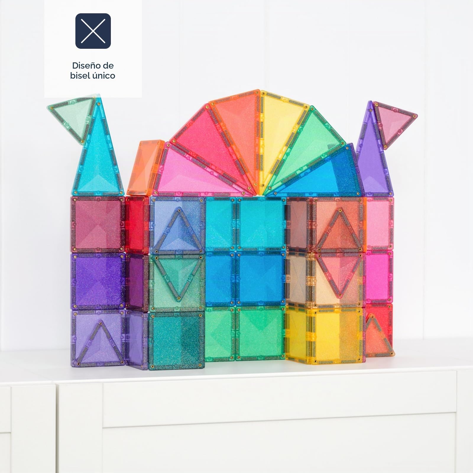 CONNETIX Azulejos Magnéticos Glitter Paquete Castillo, 48 Piezas