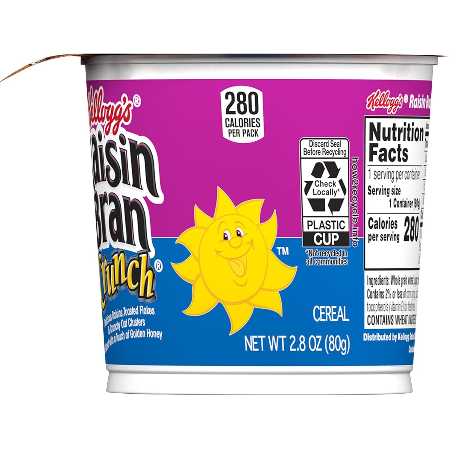 Buy Kellogg's Raisin Bran Crunch Cold Breakfast Cereal Cup, Fiber