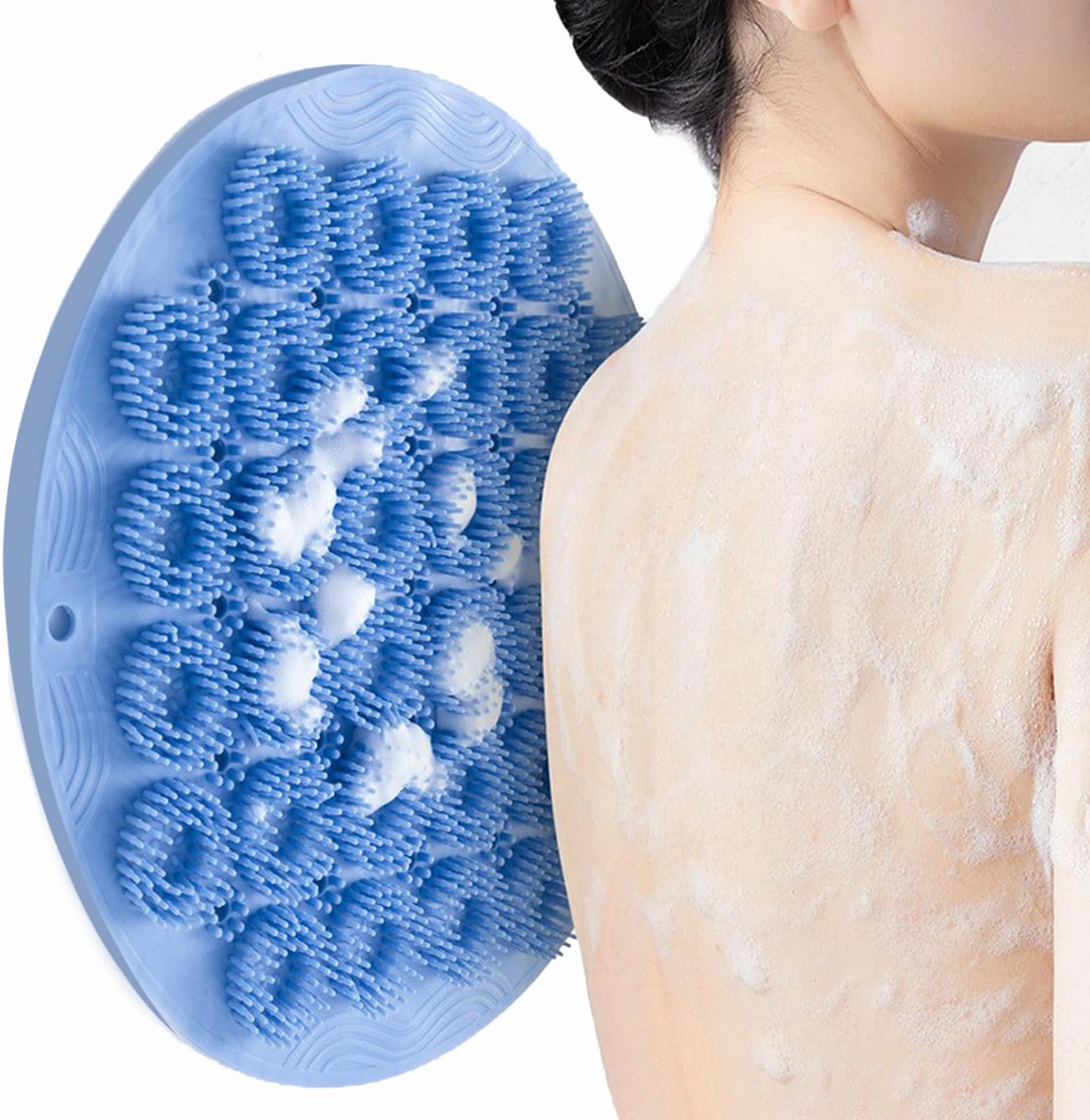 Back Scrubber For Shower,Wall Mounted Scrubber, Upgrade Thicken Silicone Foot Bathroom Body Exfoliating Wash Mat With Suction Cups