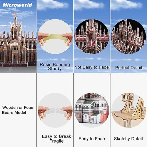Miniatura 4 de Microworld Kit de construcción de modelos de rompecabezas de metal 3D, kit de construcción de modelos de arquitectura de la catedral de Milán de
