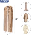 6 Pack 60Inch Garment Bags for Hanging Clothes Dress Bag | Gowns, Wedding Dress Garment Bag with Zipper for Evening Dresses,Fur Coat,Closet Storage (White)