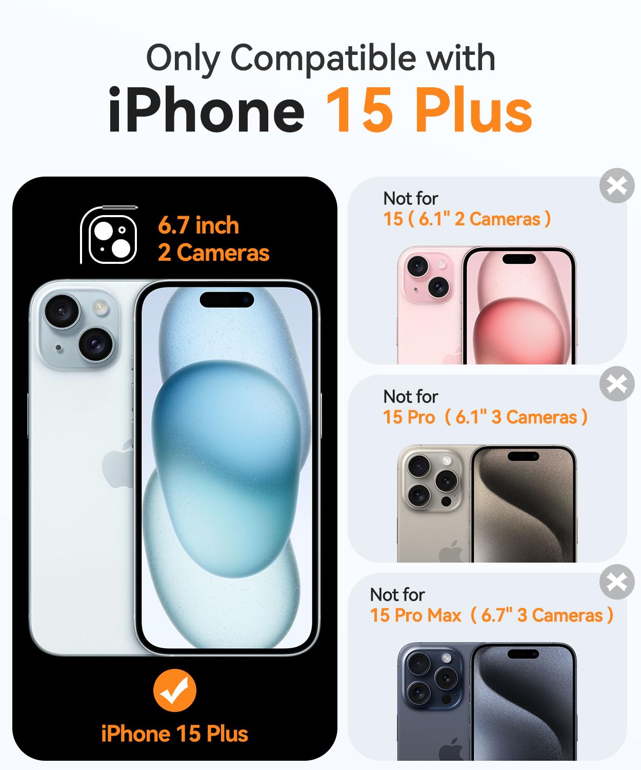 CANSHN Cover Magnetica per iPhone 15 Plus, Compatibile con MagSafe, [Protezione Completa Della Fotocamera], Custodia Traslucida Opaca Protettiva Sottile Antiurto 6,7 Pollici - Azzurro