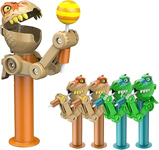 HDLNKAK 4Pcs Lollipop Case, Funny Lollipop Robot Holder, Creative Robot Toy Creative Design Eat Lollipop, Dinosaur Shape Lollipop Holder, Christmas Fun Gift for Kid Over 3 Year(No Lollipop)