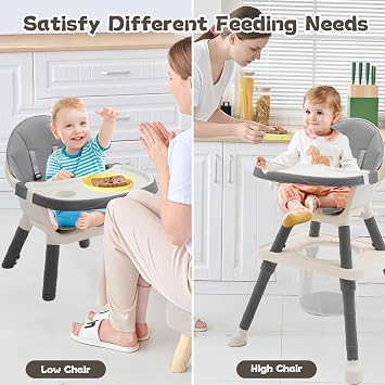 7-in 1 Baby High Chair, Highchair with Removable Game Table, Adjustable Height, Footrest, Portable Baby Chair Multifunctional Combination for Babies Toddlers