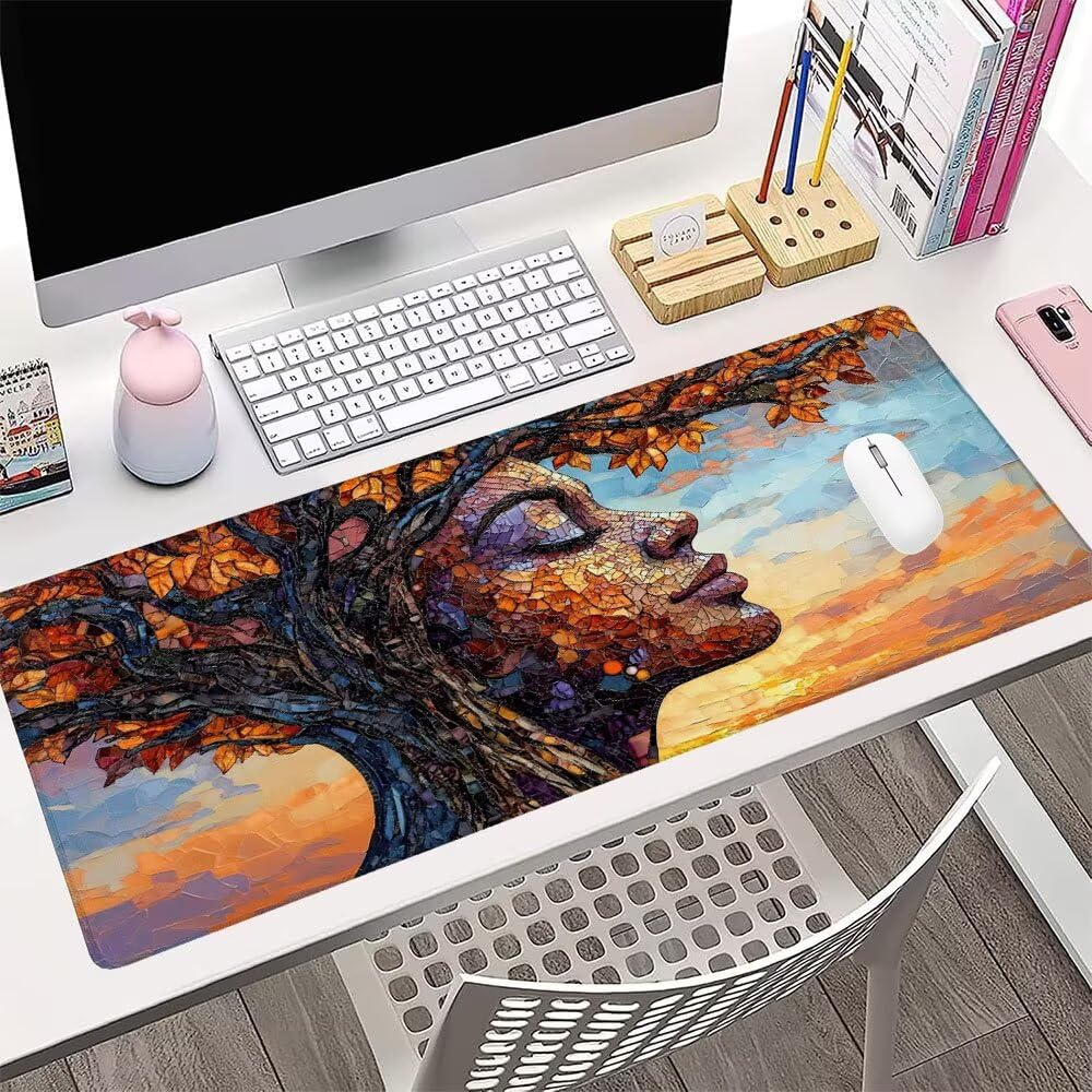 Alfombrilla de Mouse para Juegos, Giallo, XXL, Antideslizante, Impermeable, Diseño de Astratto, Extendido, Grande, 1200x600x3mm, para PC, Laptop, Ufficio, Famiglia d-560
