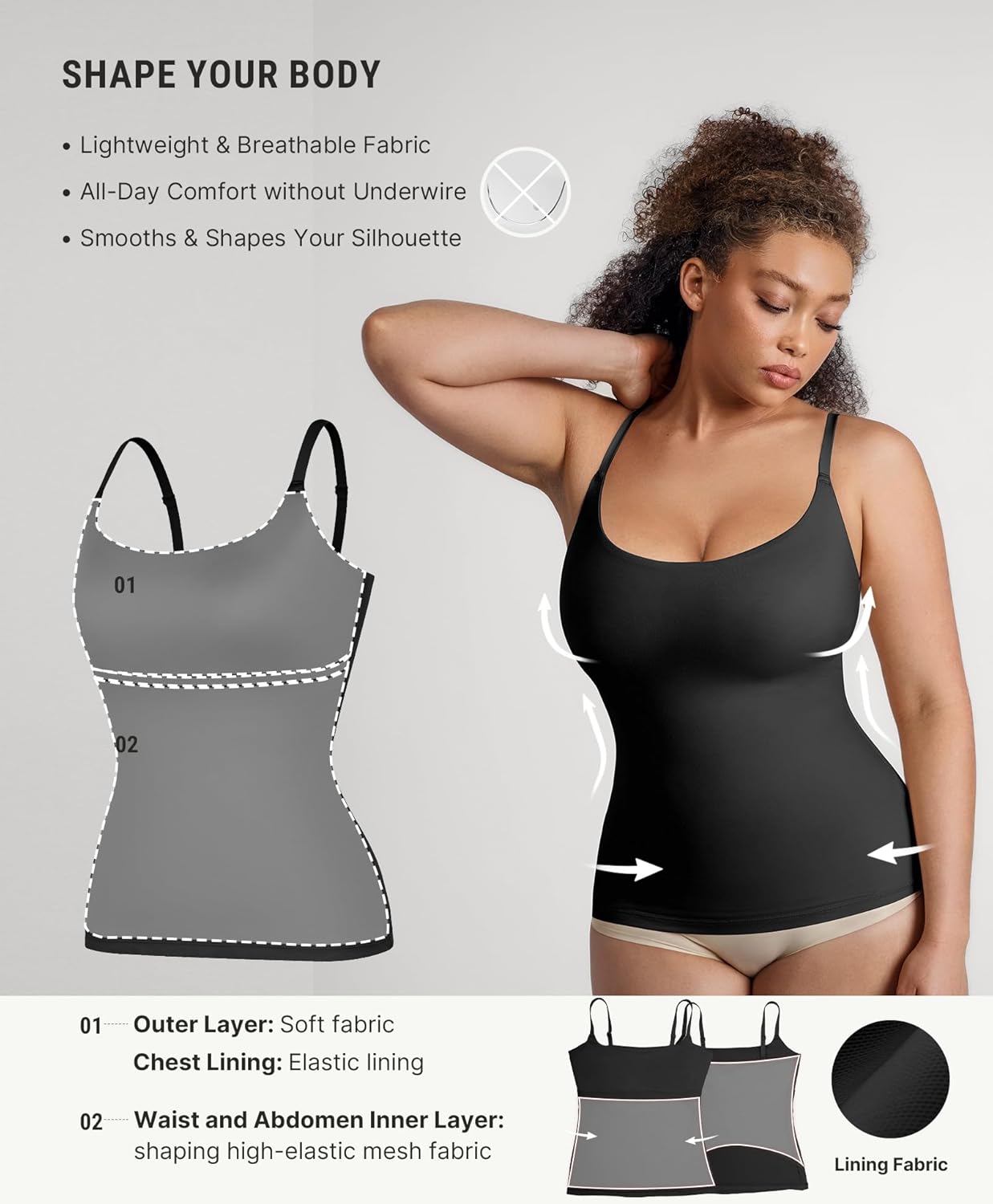 FeelinGirl Women’s Shapewear Tank Tops - Scoop Neck Tummy Control Cami Tops for Women Compression Shirt - Image 3
