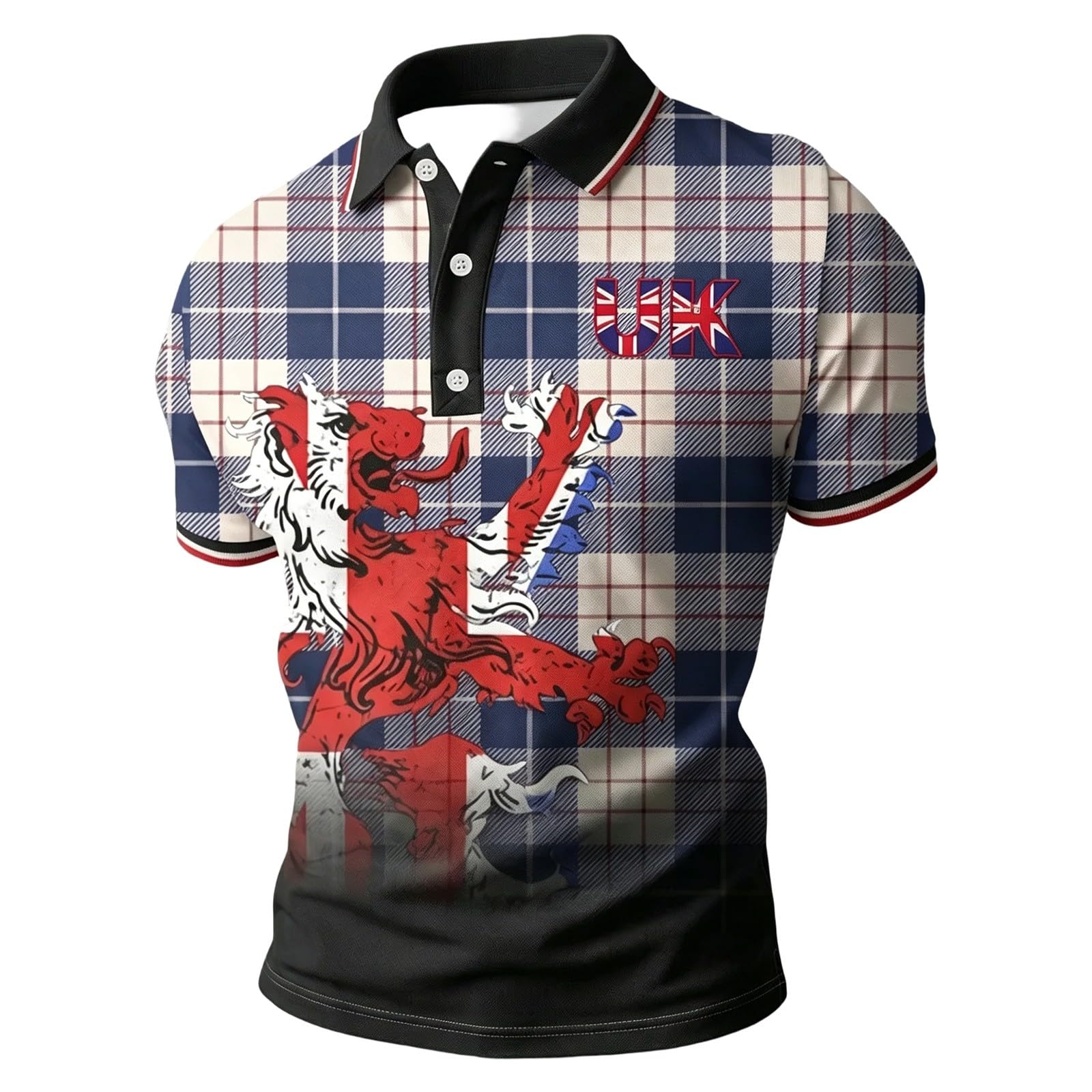 Men's Jack Print British Flag Short Sleeve Shirt Modern Abstract UK Flag Graphic Design Button Down Polo Shirts Men Long Sleeve Blue, brown, XL