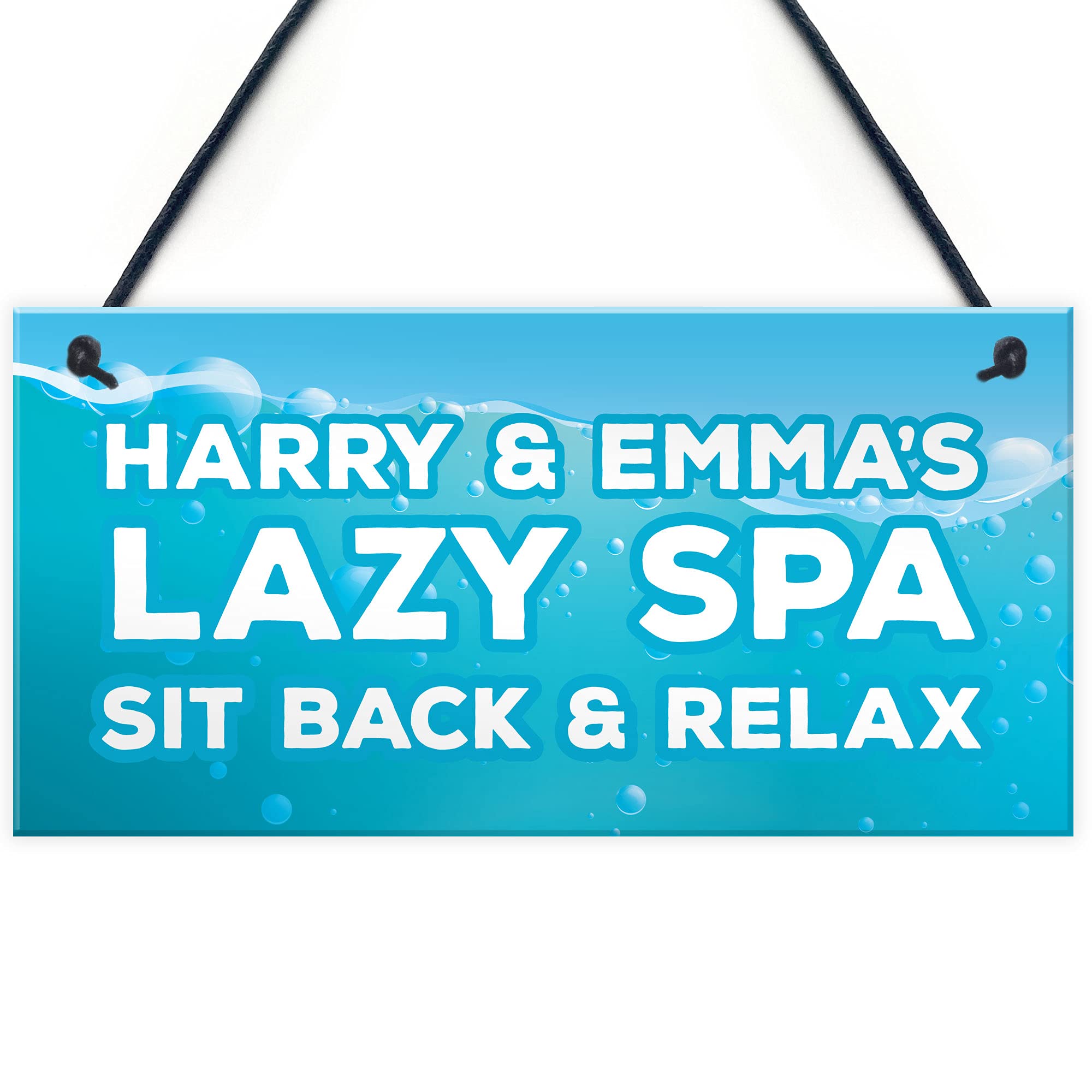 Lazy Spa Sign Hanging Plaque Personalised Hot Tub Sign Garden Shed Sign Gift