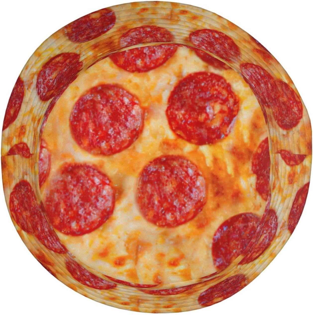 3D Pizza Pepperoni Print Bucket Hat for Men Women,Fun Sun Hats,Fisherman Outdoor Summer Travel Hiking Cap Black
