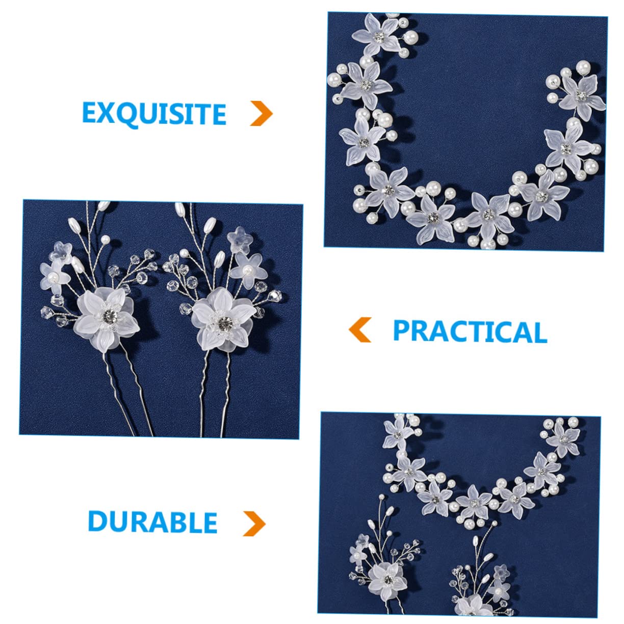 Beavorty 4juegos Diadema De Perlas Flores y Horquillas Para Novias y Fiestas Accesorio De Cabello Elegante y Delicado Para Mujeres