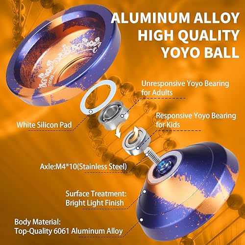 Miniatura 3 de WATIEOBOO Yoyo Yoyo profesional de trucos para niños principiantes Yoyo que no responde para adultos jugadores intermedios avanzados con rodamiento