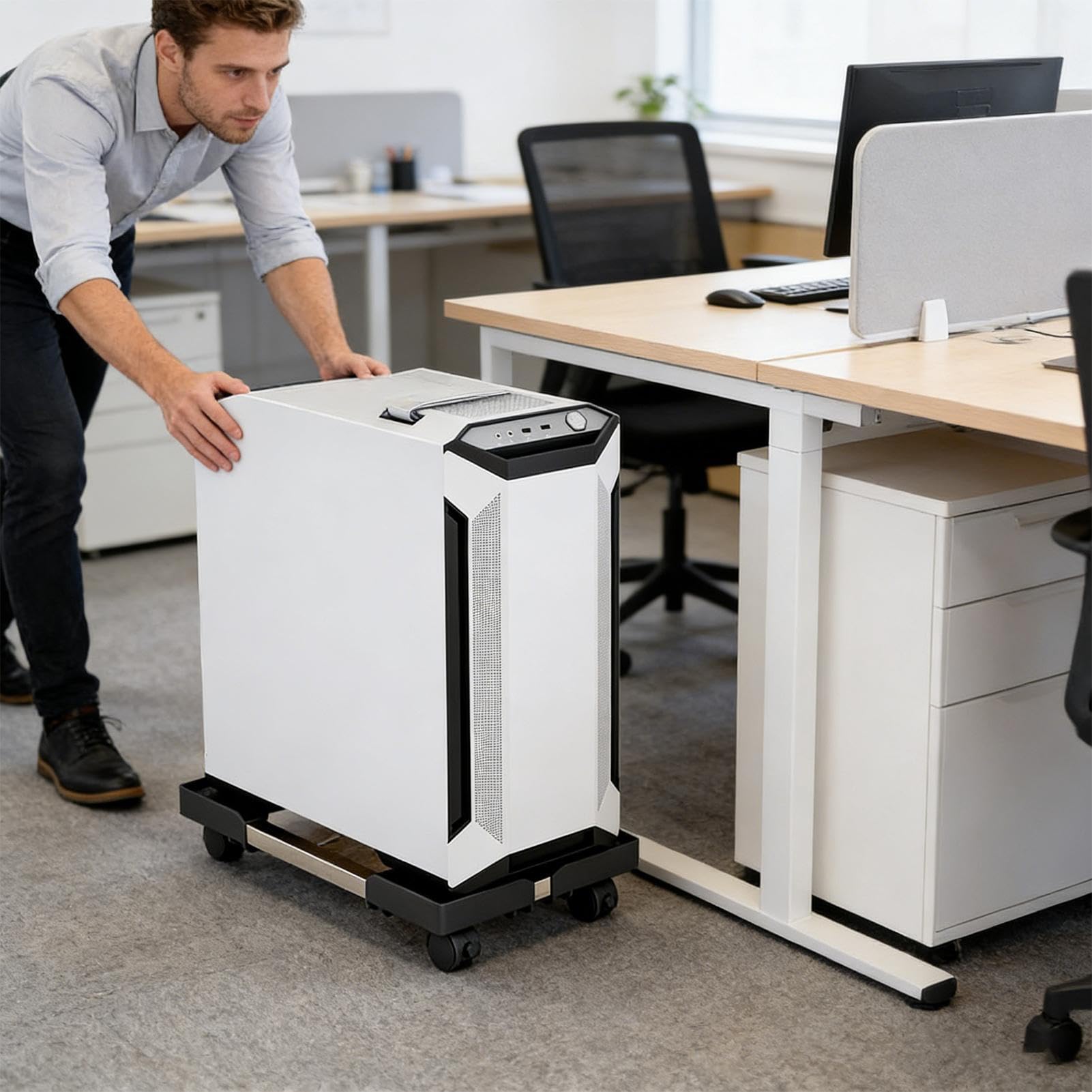 Soporte Móvil para CPU Telescópico Impermeable | Soporte Móvil Para Almacenamiento De CPU para Sala de Estar Sala de Reuniones Apartamento Planta Puerto y Maleta