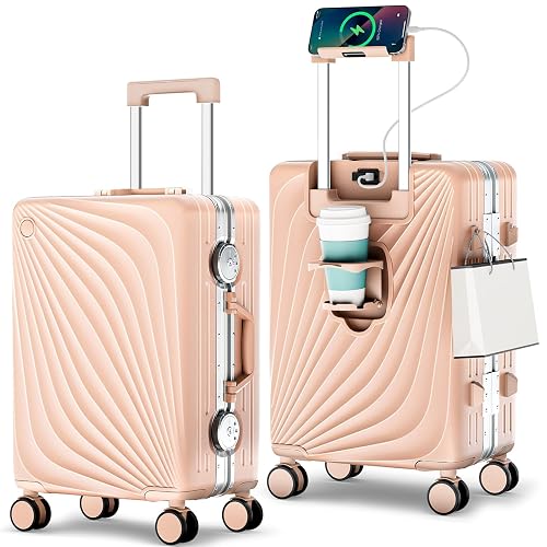 Carry On Luggage, Hardside Zipperless Suitcase, Light Pink, 20 in