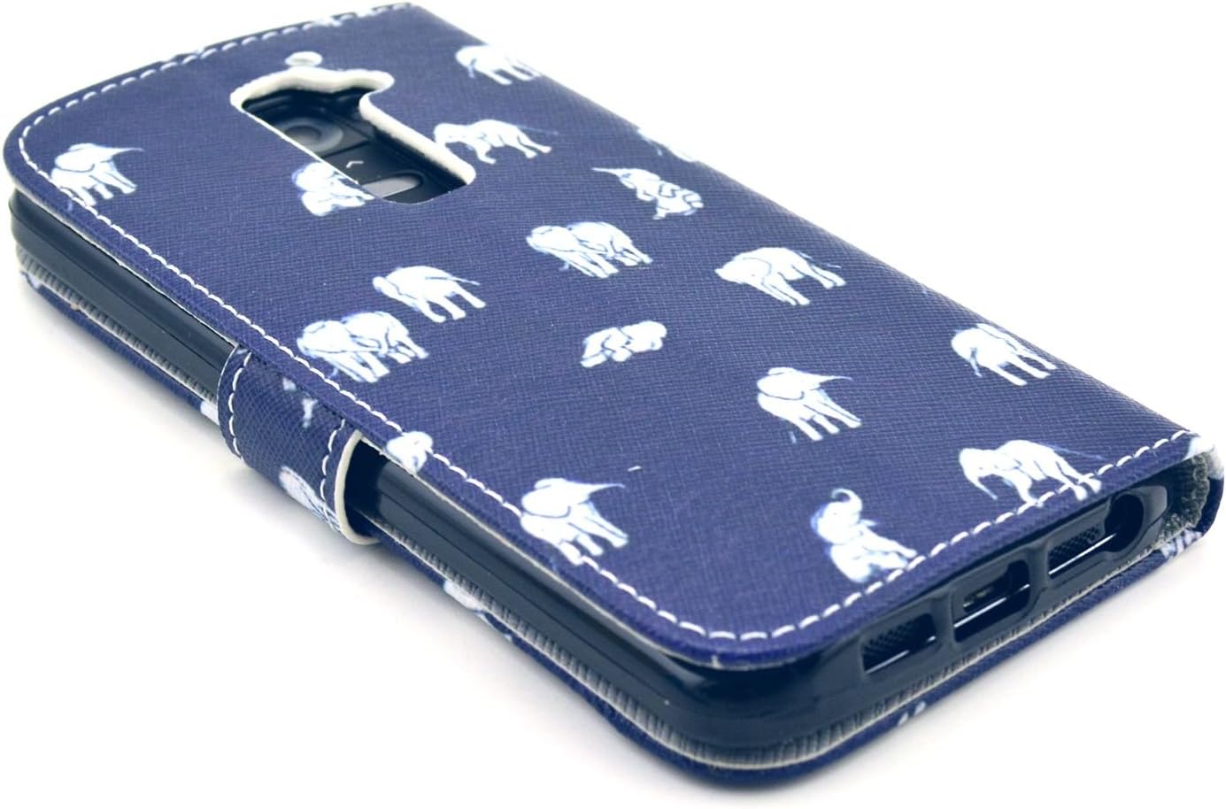 LG G2 Case, Speedtek Elephant Pattern Premium PU Leather Wallet Flip Protective Skin Case with Magnetic Closure for LG G2 LG Optimus G2 [At&T, Sprint, T-Mobile] (Built-in Credit Card/ID Card Slot)