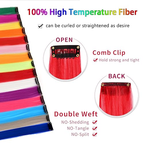 Miniatura 4 de 12 extensiones de cabello sintético con clip, de 20 pulgadas, de color rubio beige, lacio, para mujeres y niñas, regalo con extensiones de cabello