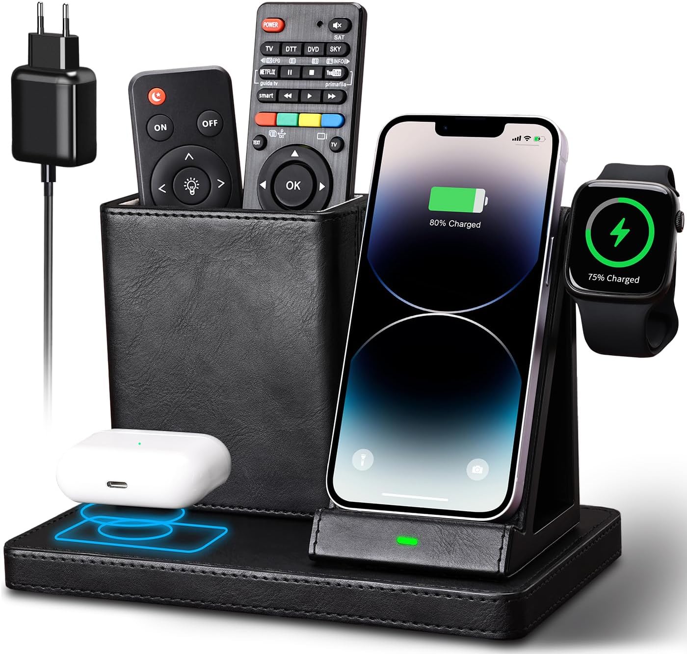 Iphone 11 Pro Max Induktives Laden 3 in 1 Induktive Ladestation, KINGFOM Kabelloses Ladegerät Induktives