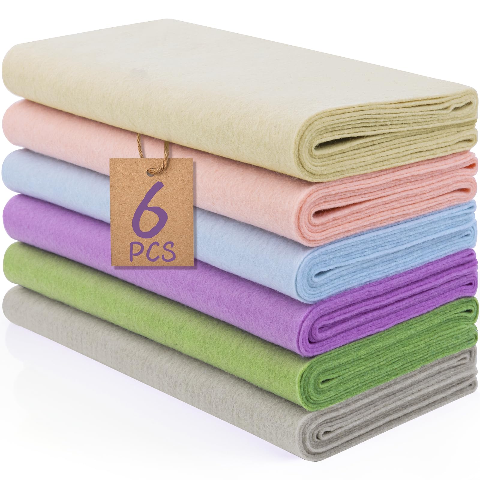 XSEINO 6 Rolls 11.8"x35" 1.4mm Thick Soft Felt Fabric Sheet 6 Assorted Morandi Series Colors Felt Pack for DIY Craft Sewing Squares Nonwoven Patchwork