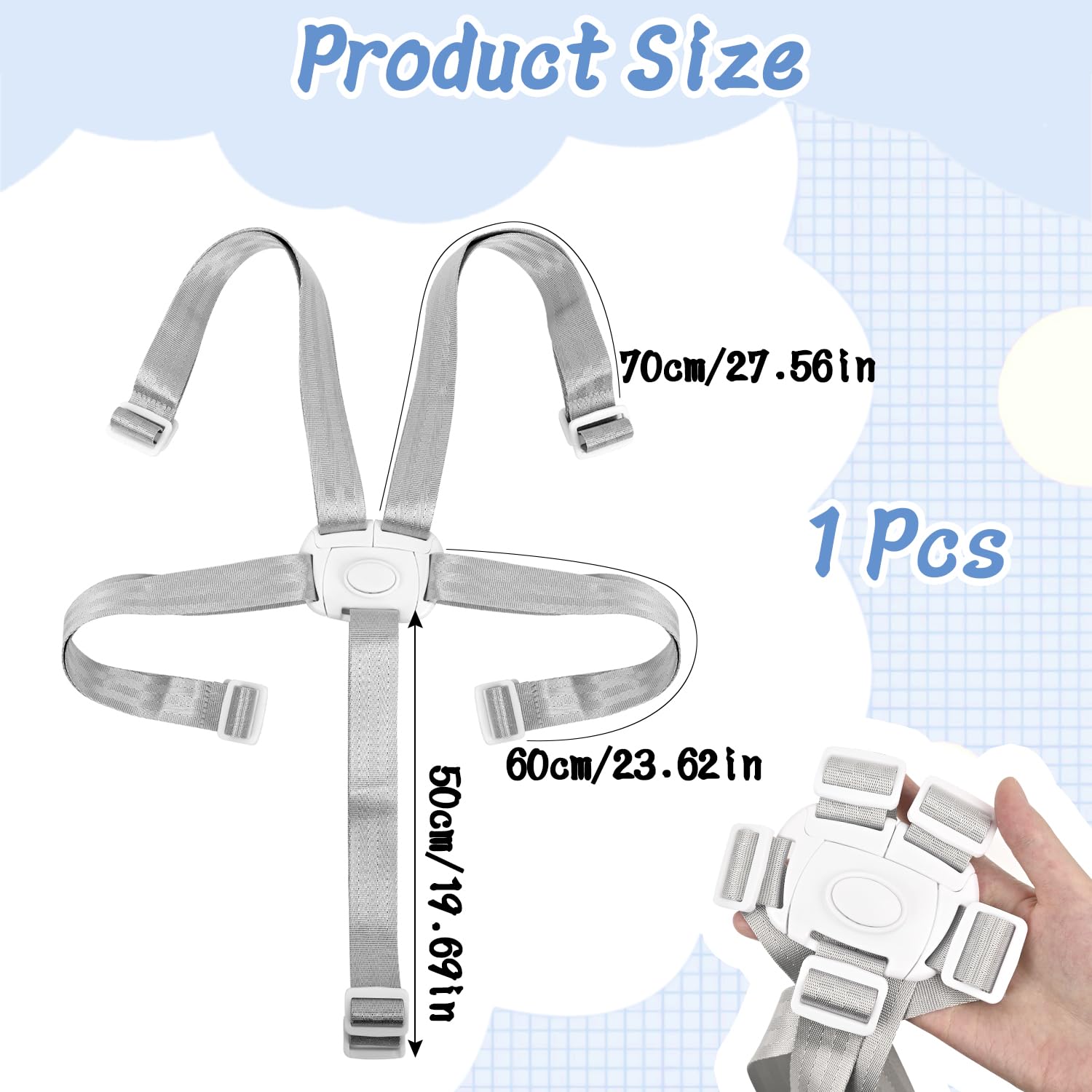 High Chair Straps, Adjustable 5 Point Baby Safety Harness, High Chair Harness Straps Replacement - Image 2