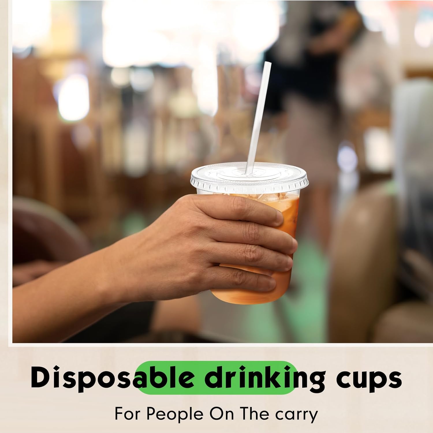 100 Sets Clear Plastic Cups with Lids and Straws, Disposable Iced Coffee Cups for Drinking, Cold Drinks, Juice, Smoothie, Pet Cup for Coffee Shops, Party, Christmas(14 oz) - Image 5