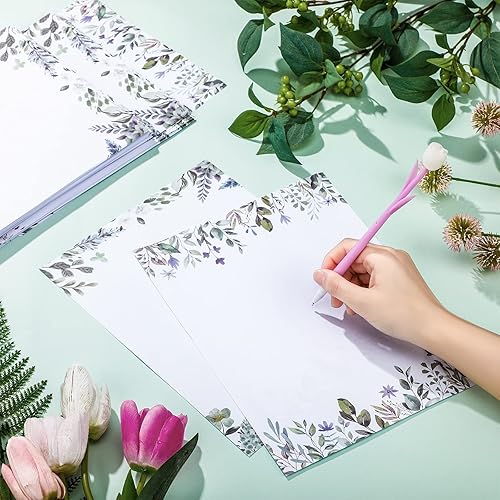 Miniatura 5 de 200 hojas de papel rústico papelería con membrete vegetal, papel de escritura estacionario, papel de impresión decorativo para oficina, hogar, boda,