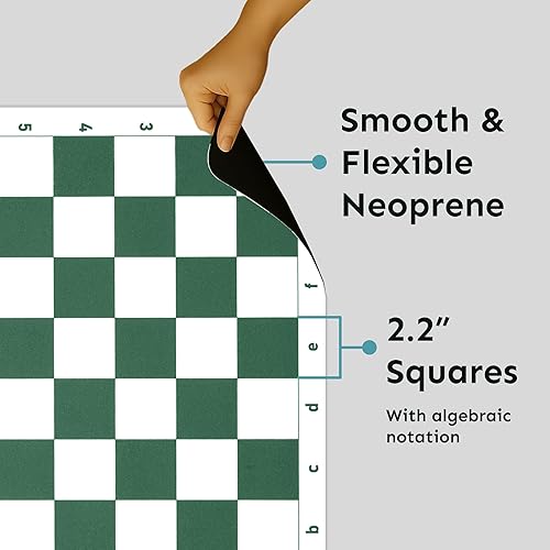 Miniatura 4 de Tapete de ajedrez de torneo de 20 pulgadas, plegable, enrollable, sin piezas, juego de viaje para niños y adultos, color verde