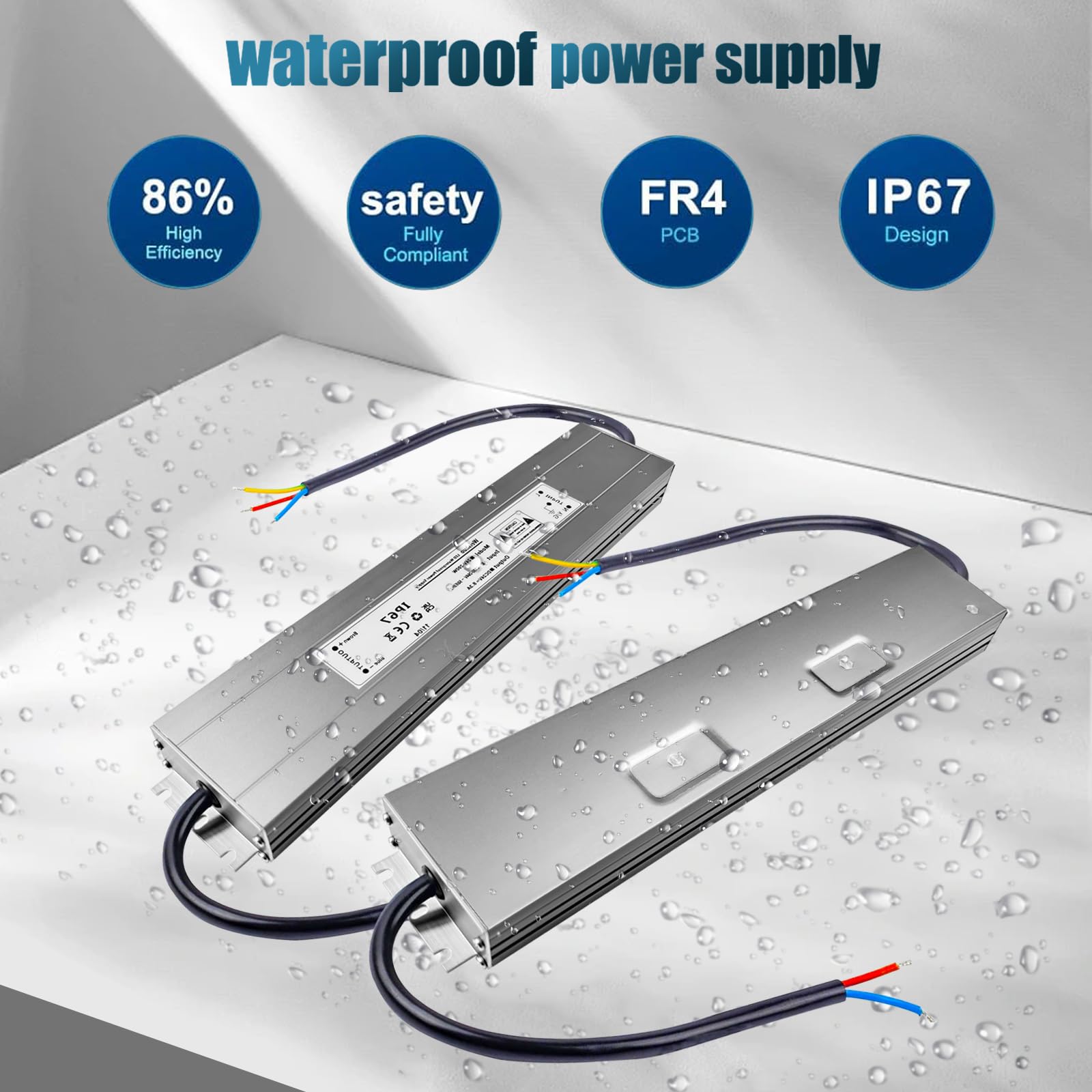 LED Trafo 12V 300W Konstant Spannung LED Transformator AC 230V auf DC 12V 25A Schlankes IP67 Wasserdicht Netzteil Treiber für Innen oder Außen LED-Streifen Strip Lampe