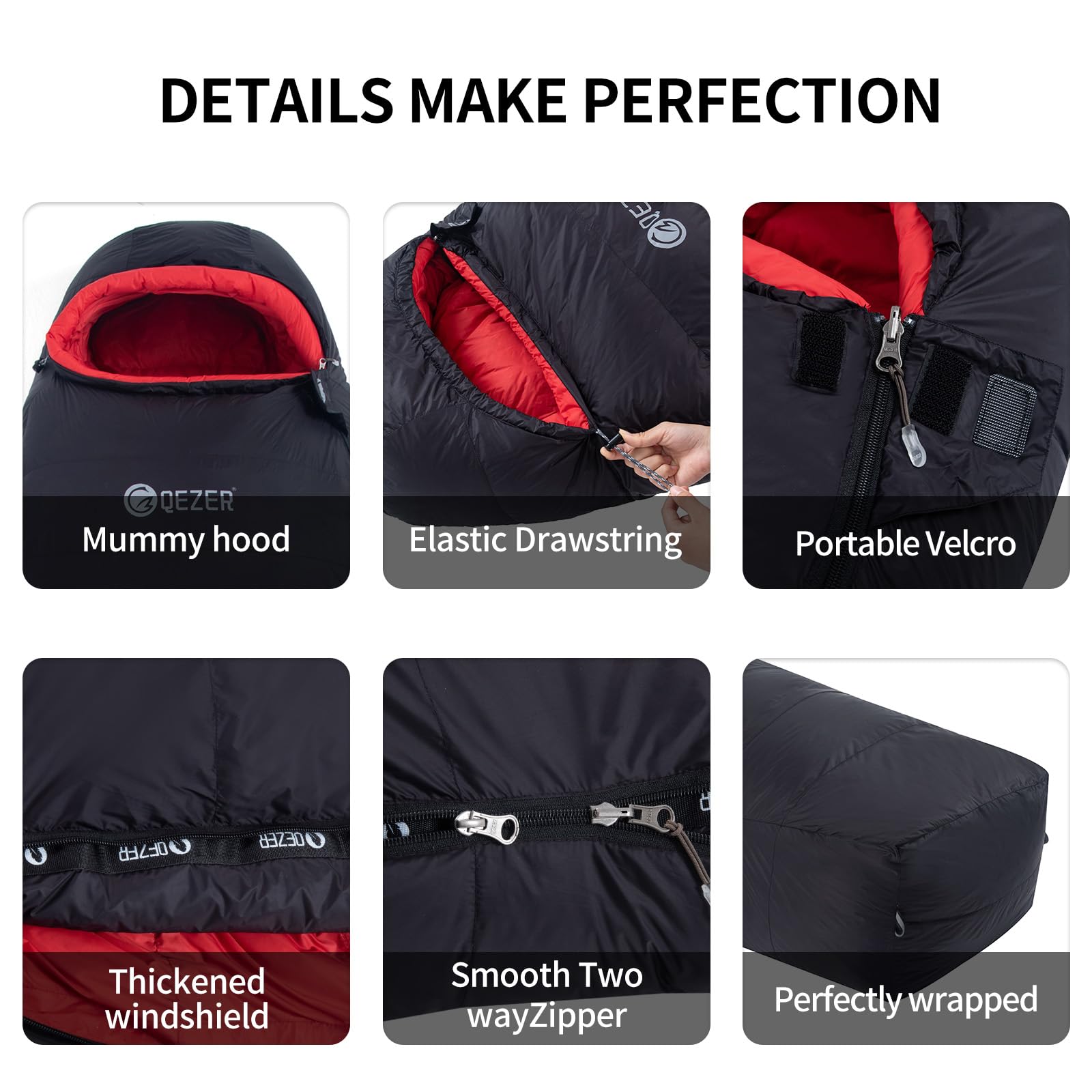 QEZER Daunenschlafsack,nur 820g Ultraleicht Daunen Schlafsack 660FP Kleines  Packma 8C ~ 2C fr Kind,Jungen und Mdche,Erwachsener 3 Jahreszeiten  Camping,Trekking Outdoor (Black-UK) : Amazon.de: Sport & Freizeit