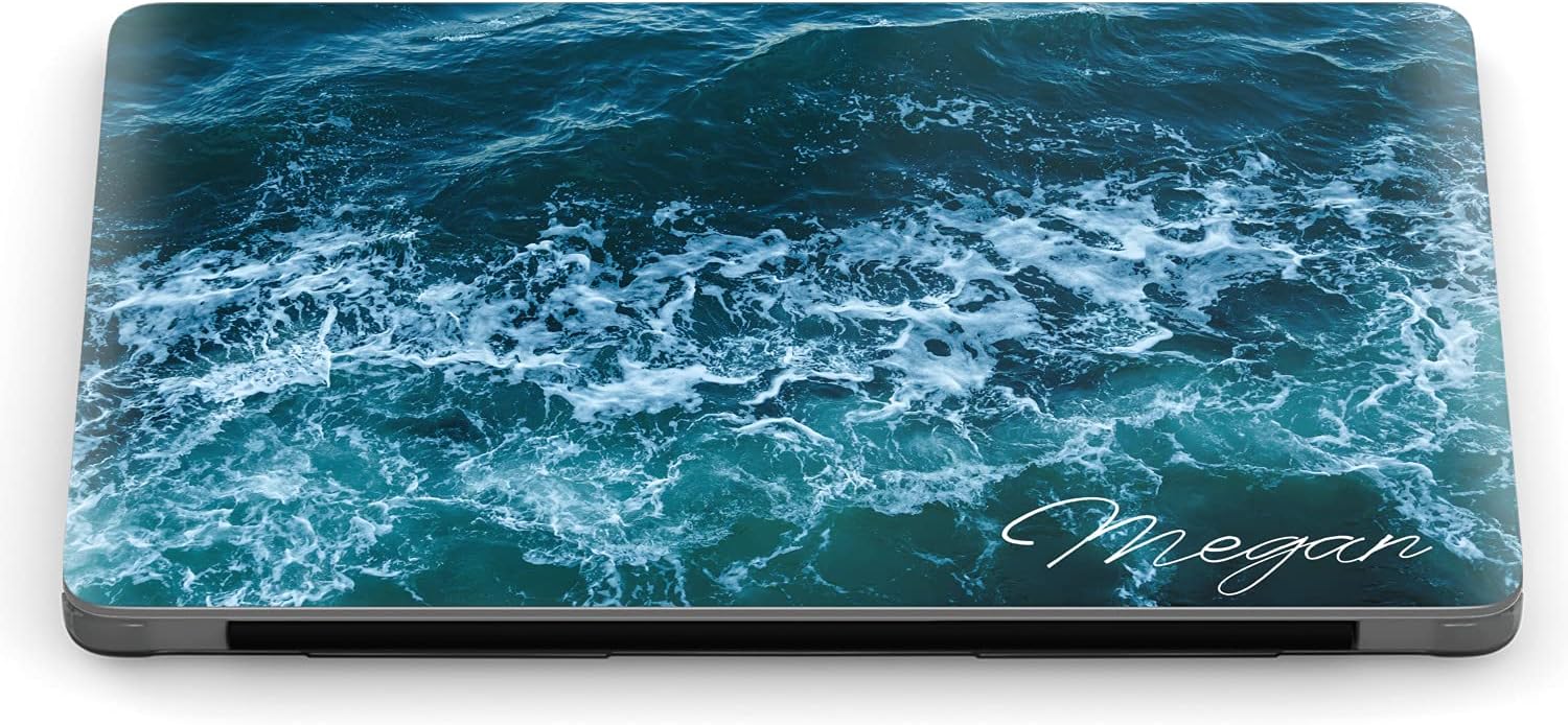 Mertak Hard Case Compatible with MacBook Pro 16 14 Air 15 13 inch M3 M2 M1 Mac 2024 2023 2022 2018 Ripples Cover Waves Laptop Protective Blue Custom Texture Sea Ocean Name Clear Touch Bar Plastic