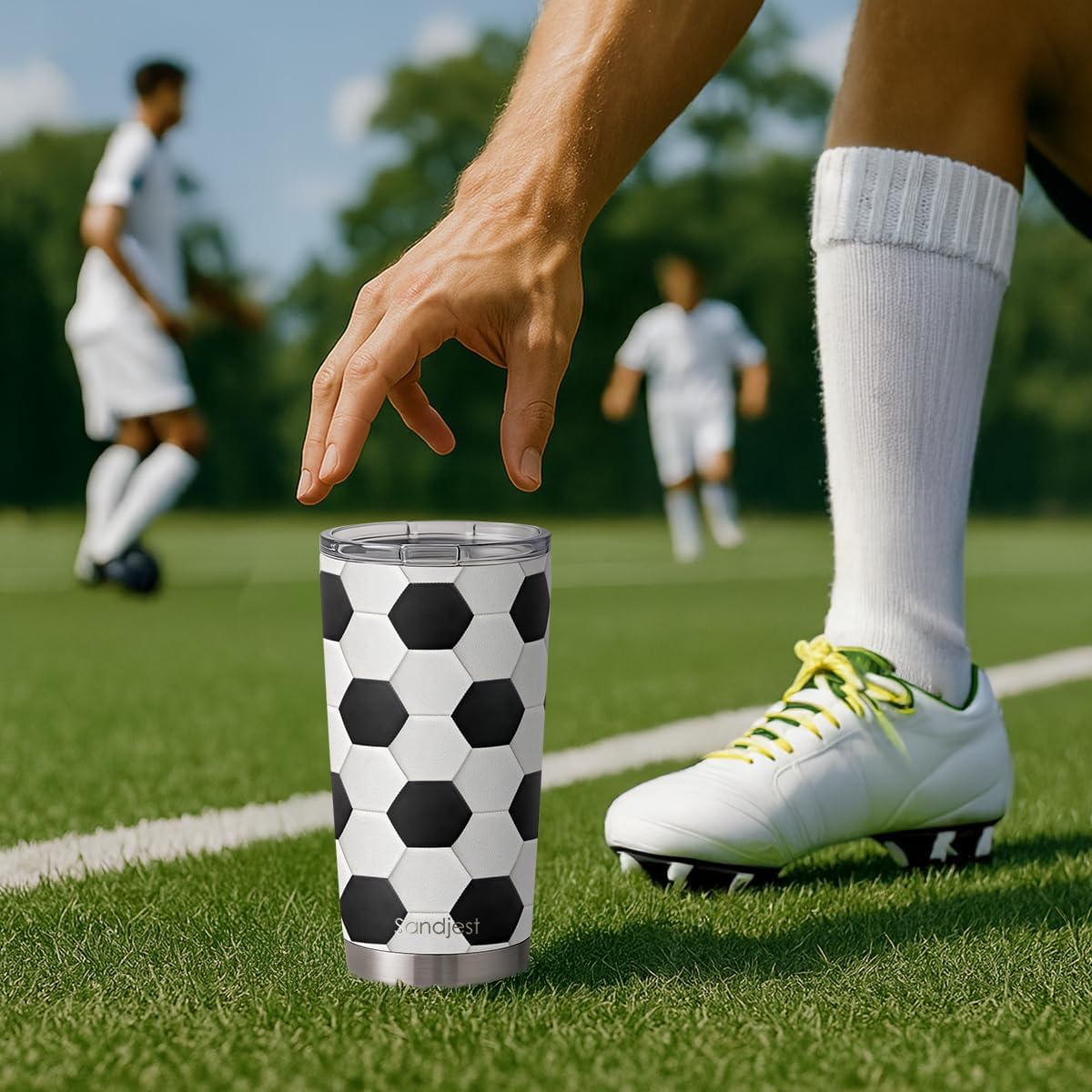 SANDJEST Soccer Tumbler 20oz Stainless Steel Insulated, Travel Coffee Cup, Sport Tumblers Gifts for Soccer Lovers, Men Women, Coach, Birthday, Christmas - Image 7