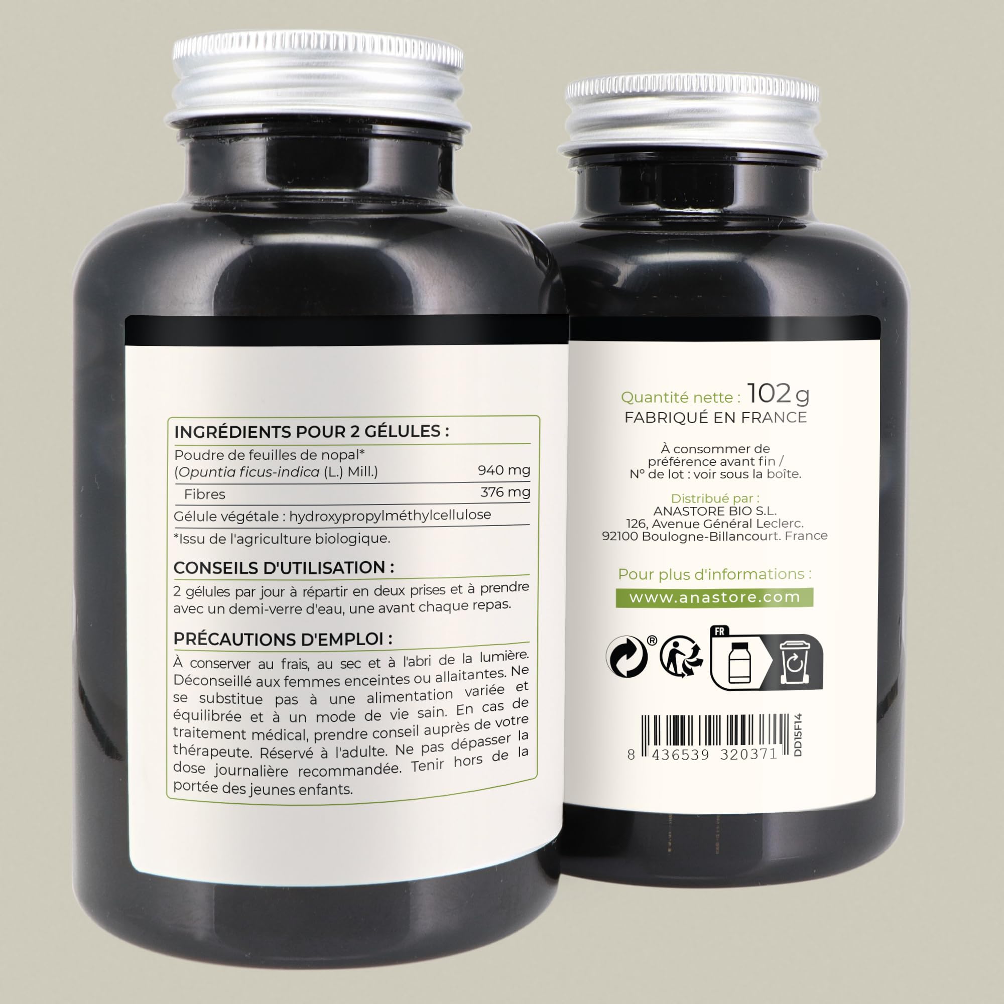 NOPAL BIOLOGIQUE * 470 mg / 180 gélules * Cardiovasculaire (glucose), Digestion, Poids (bruleur de graisse, coupe-faim, minceur)