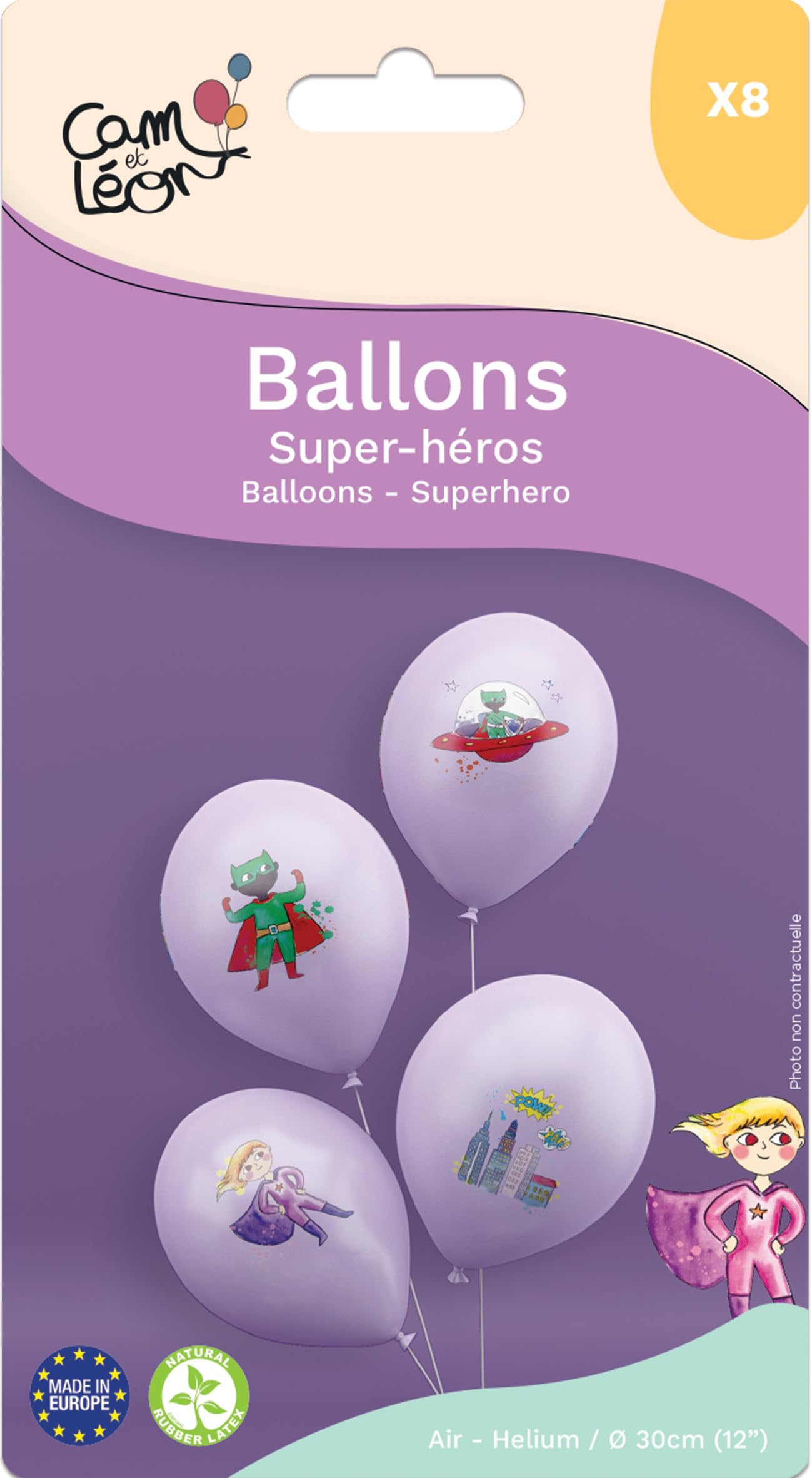 P'tit Clown re22468 - Zestaw 8 balonów urodzinowych superbohaterów