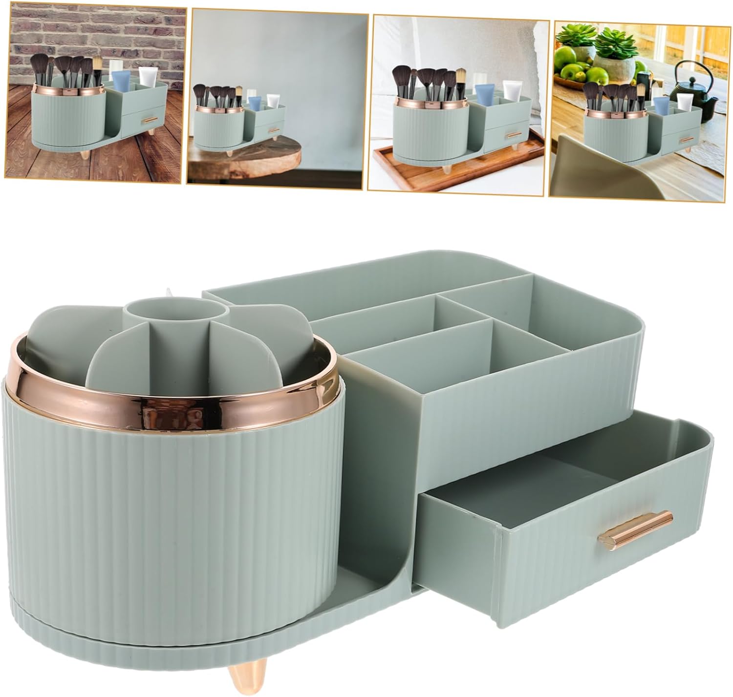 LIFKOME Spinning Makeup Organizer Rotating Cosmetic Display Case Brush Holder Skincare Organizers