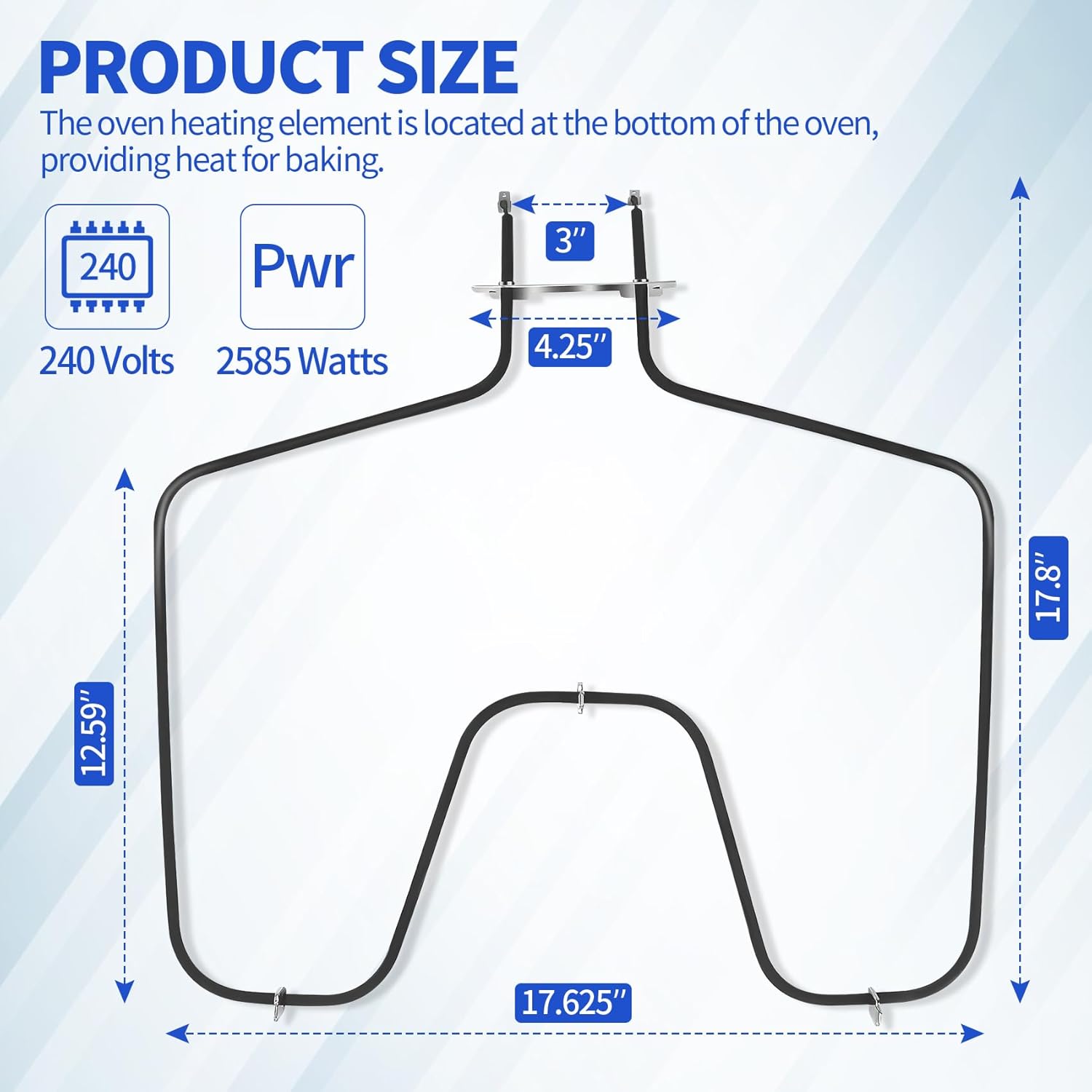 Oven Bake Element fit for JBS07H2WW JBS10DF2WW JBS160DM3WW JBS27WH2WW JBS45DF2BB ABS300J1WW RB526C2CC RB526DH1WW RB526DH2BB RB526DP1BB RB526H3WW RB757WH1WW RB757WH4WW RB787WC4WW RB787WC5WW RB787WH1WW
