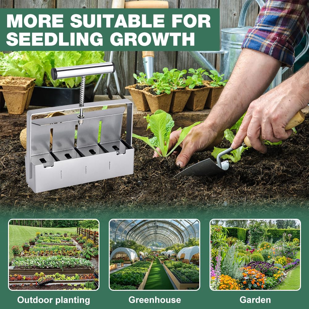 Bloqueur de Sol Manuel, 8 cellules 2 Pouces Presse Motte pour semis, bloqueur de Sol à la Main, Bloc de terreau pour semis à Main pour Planter et Transplanter