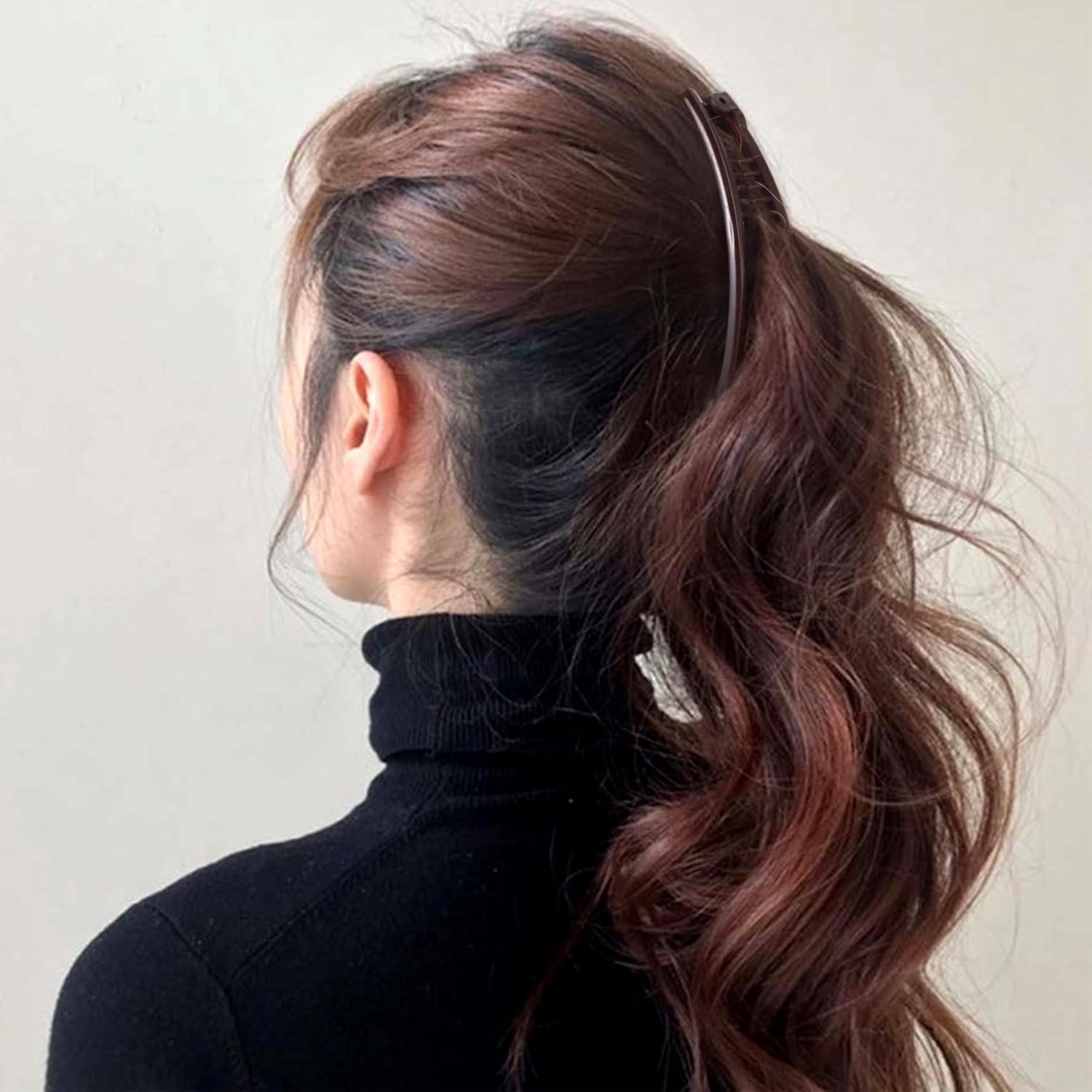 2pcs Banana Hair Clips, Non-Slip Large Hairstyle Claws for Women, Vintage 90 Style Double Combs Hairpin Accessories for Thick Thin Fine Curly Straight Long Hair- Black & Coffee - Image 5