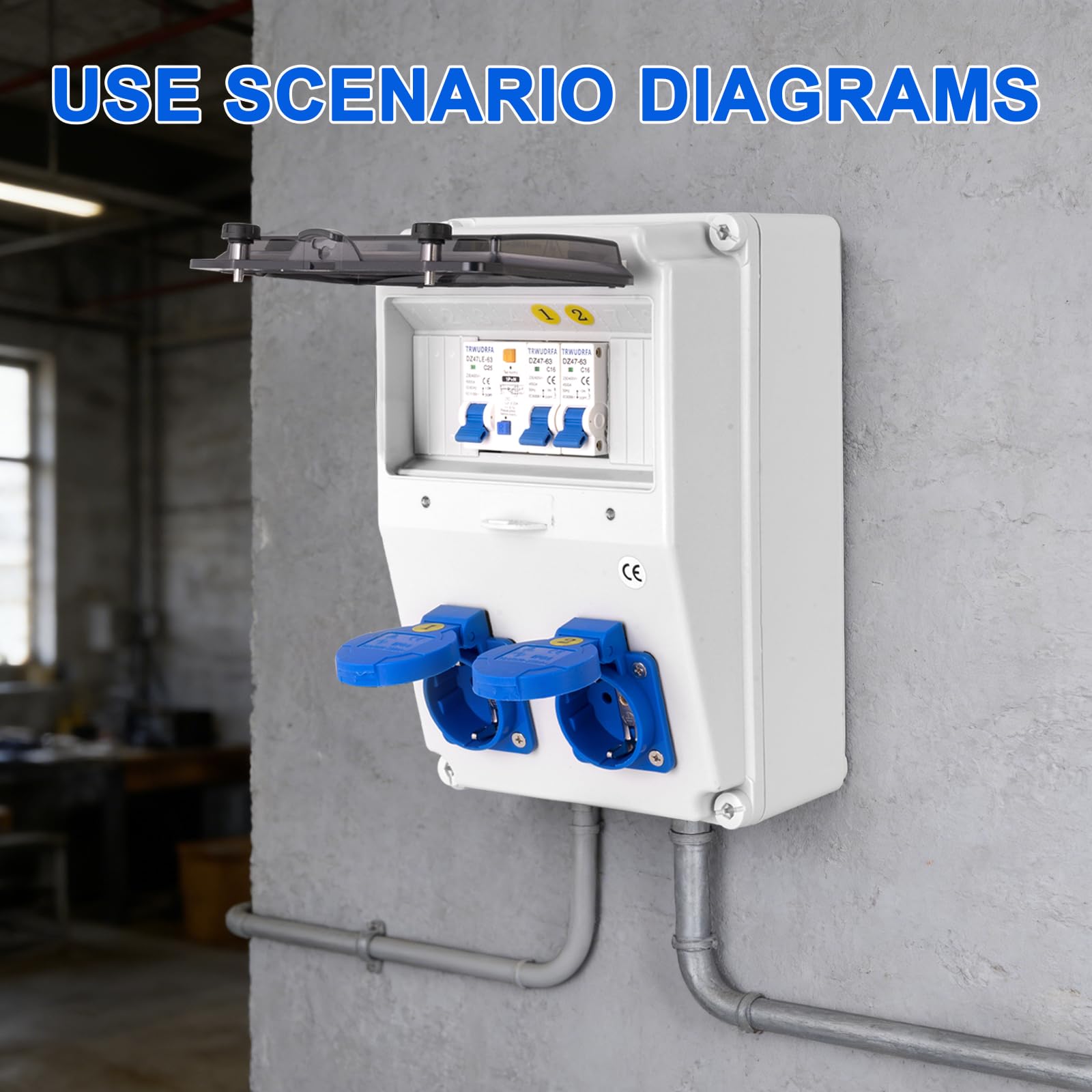 Distributore a parete completo cablato (2 x 230 V+LS+FI)