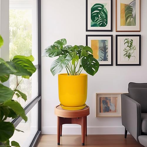 Miniatura 2 de Maceta de cerámica para plantas, maceta de 10 pulgadas para interiores con orificio de drenaje y platillo, maceta grande para plantas al aire libre,