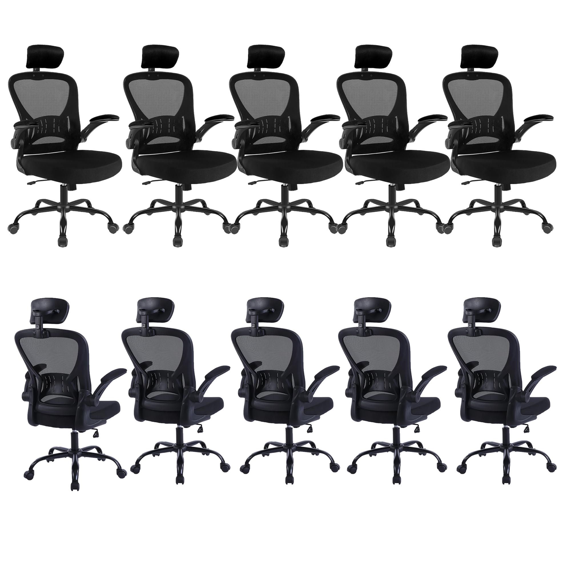 10 Pack Office Chair Ergonomic Desk Chair Comfort Adjustable Height with Wheels，Lumbar Support Mesh Swivel Computer Home Office Chair,Conference Room