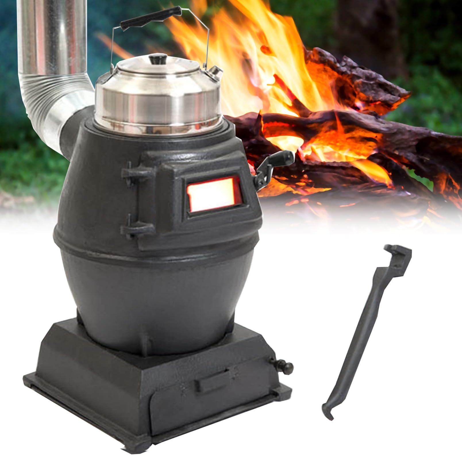Mini poêle à bois de camping en fonte pour chauffer votre tente et cuisiner en pleine nature