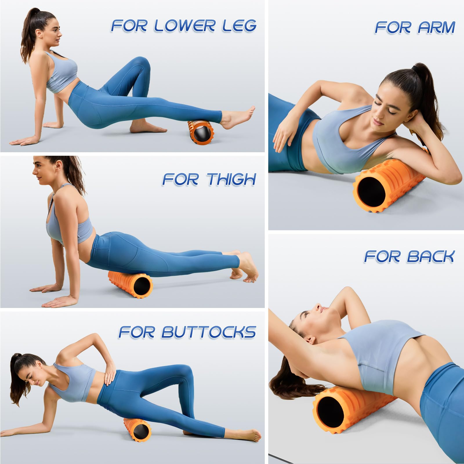 Krightlink Schaumstoffrolle für Tiefengewebe-Muskelmassage, hohe Dichte, 45,7 cm | Trigger Point Fitness Übung Massagerolle Selbst-Myofasziale Rückenrolle Freisetzung für den ganzen Körper (Orange)