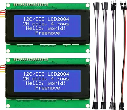 Freenove I2C IIC LCD 2004 Module 2 Pack, TWI Serial 20x4 Display, Compatible with Arduino Raspberry Pi Pico ESP32 ESP8266
