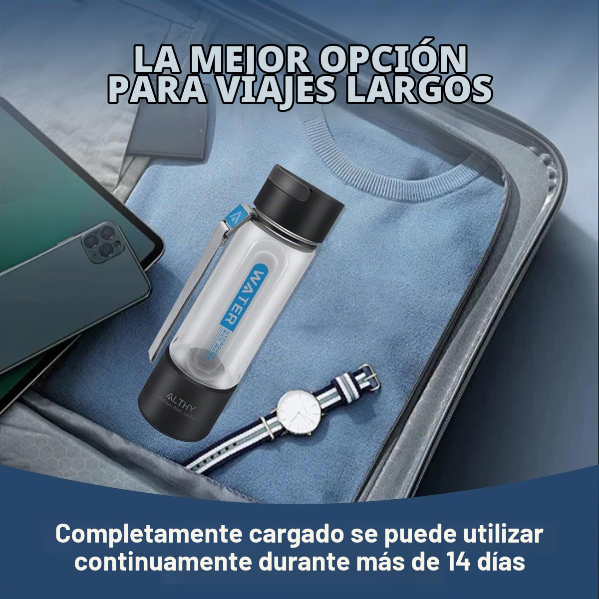 ALTHY Botella de Agua de Hidrógeno con Tecnología SPE y PEM, Generador de Agua Hidrogenada,Ionizador de Agua de Hidrógeno de 420 ml,Portátil para Deporte,Hogar,Oficina,Viajes y Bebida Diaria