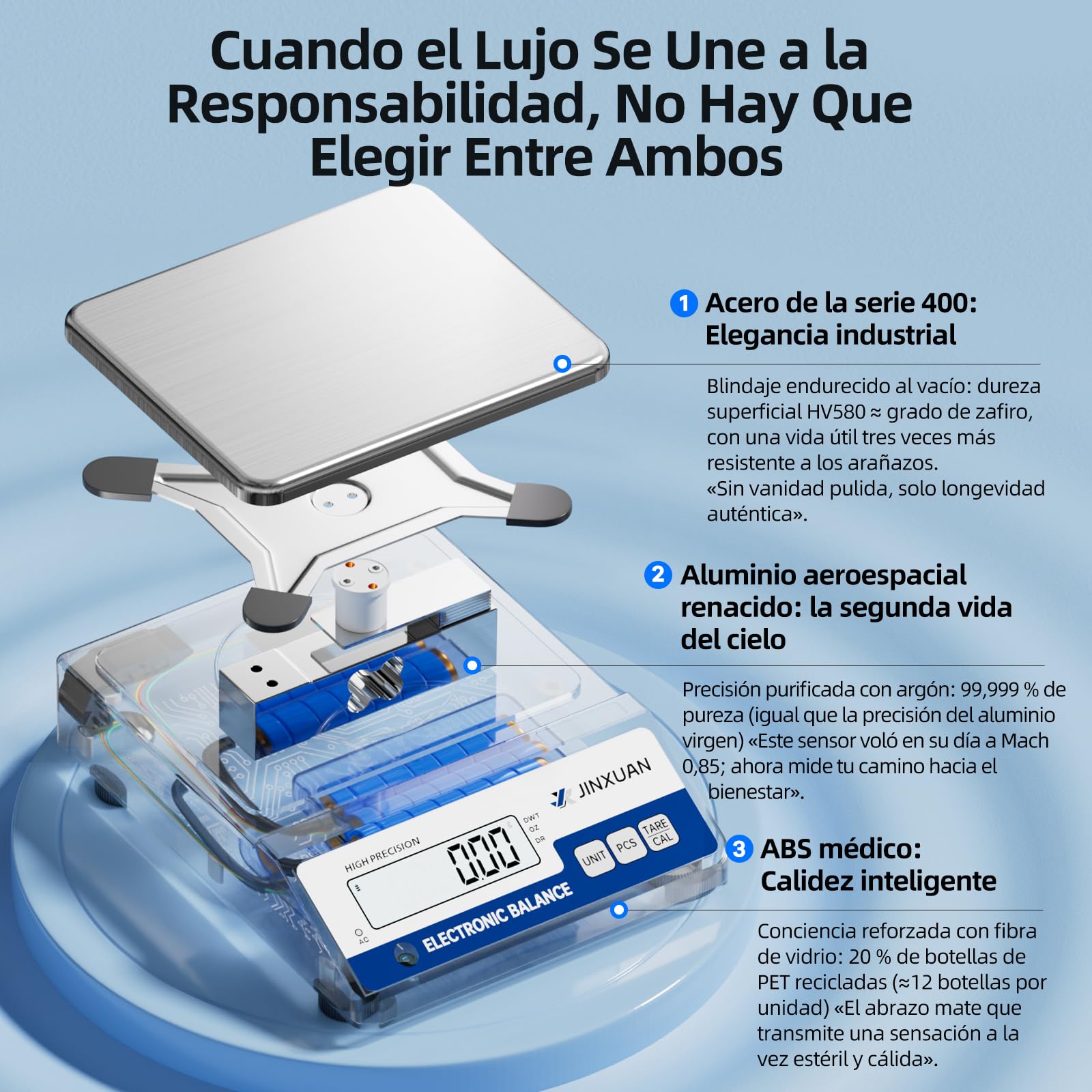 Báscula digital de laboratorio, 1000 g x 0,01 g, con una precisión de 0,01 gramos