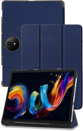 11.5" Case for TCL NXTPAPER 11 Plus Tablet Model 9469X, FJIASTB Scratch Resistant Leather Texture Cover Build-in Pen Slot, Auto Sleep/Wake Dark Blue