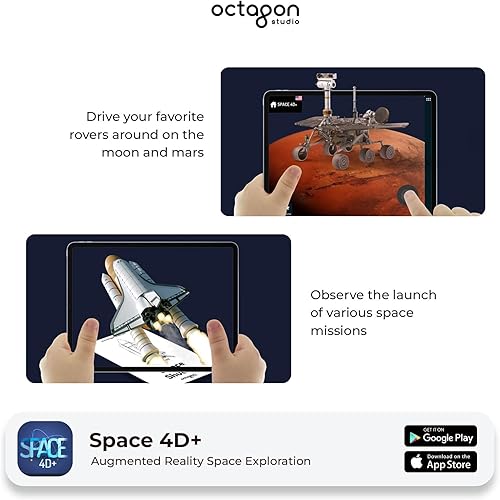 Miniatura 4 de Octagon Studio Tarjetas de realidad aumentada Space 4D+ 26 tarjetas con temática espacial, aplicación complementaria, gira de realidad virtual, 17