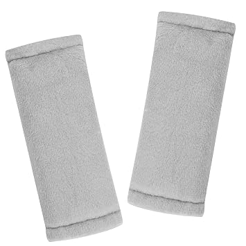 SWESEN Baby Car Seat Belt Covers for Boys and Girls, Carseat Shoulder Padding, Soft Car Seat Neck Cover, Mink Car Seat Straps Shoulder Pads, Solid Colour Stroller Strap Cover for Baby Kids, Grey