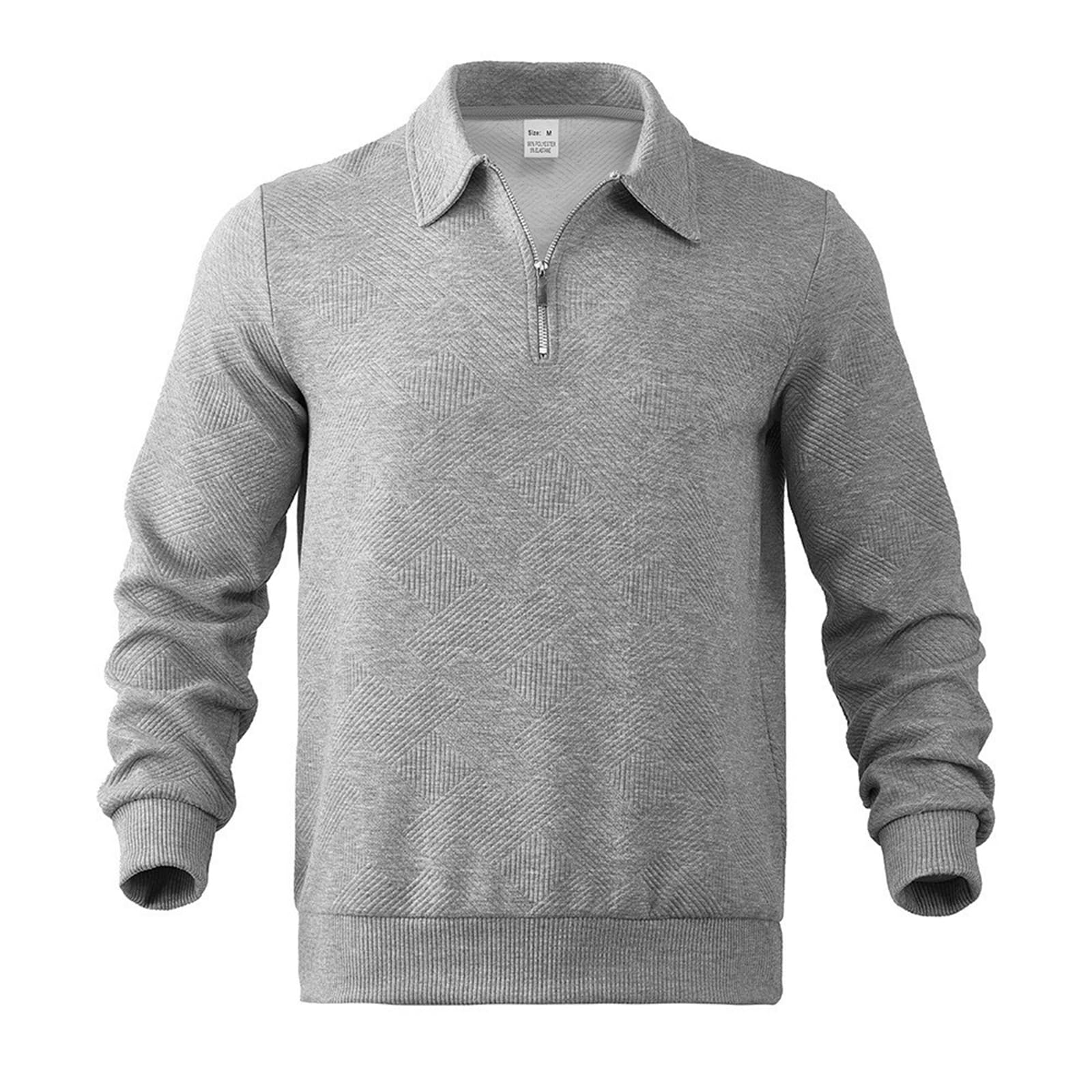 Pullover da uomo con cerniera a un quarto maglia a maniche lunghe casual | Tessuto testurizzato, colletto polo e cerniera a quarto, elegante casual per l'uso quotidiano e attività all'aperto